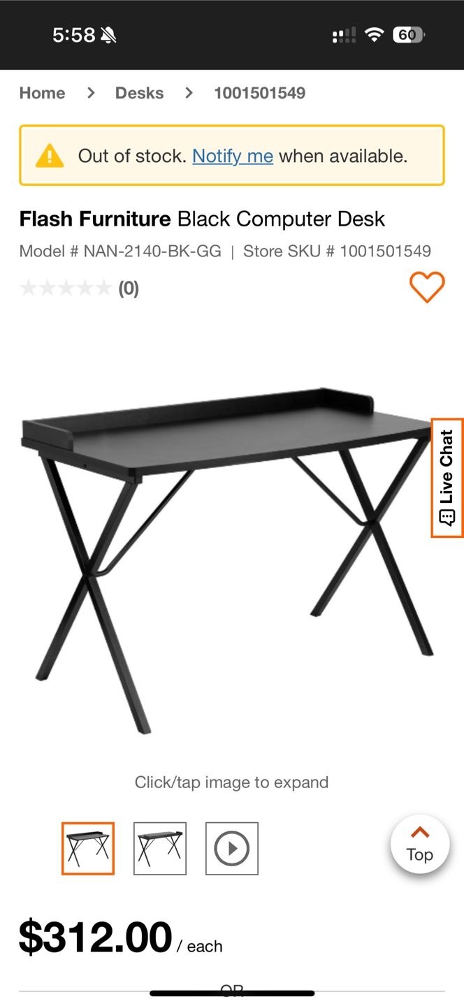 Moving Out 29th May - Black Computer Desk