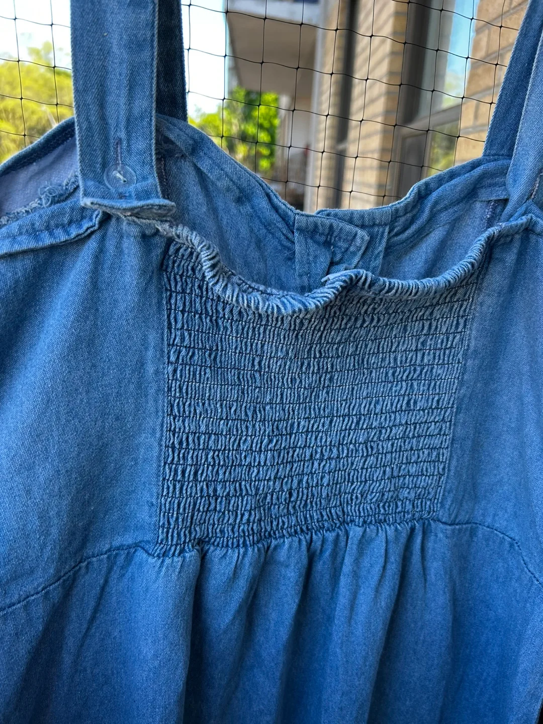 Denim Button-Down Sundress, Size 14 image indicator(3)