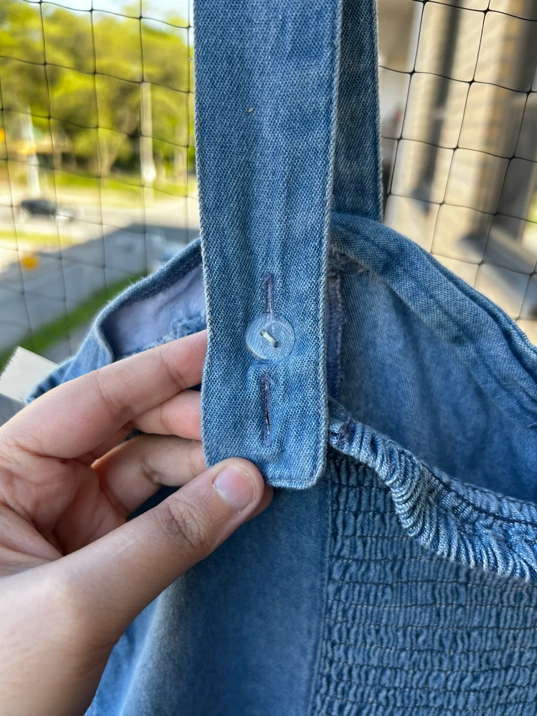 Denim Button-Down Sundress, Size 14 image indicator(4)