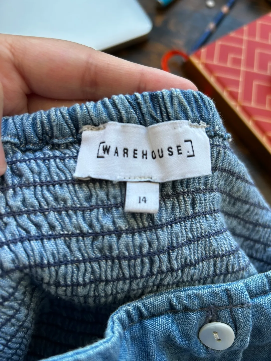 Denim Button-Down Sundress, Size 14 image indicator(5)