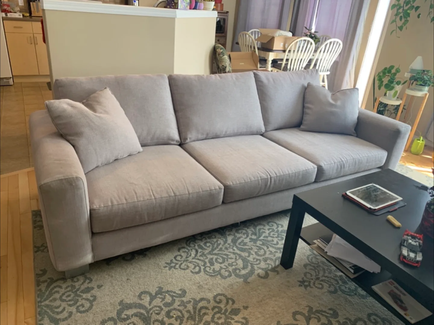 Light Grey/Beige Fabric Sofa thumbnail