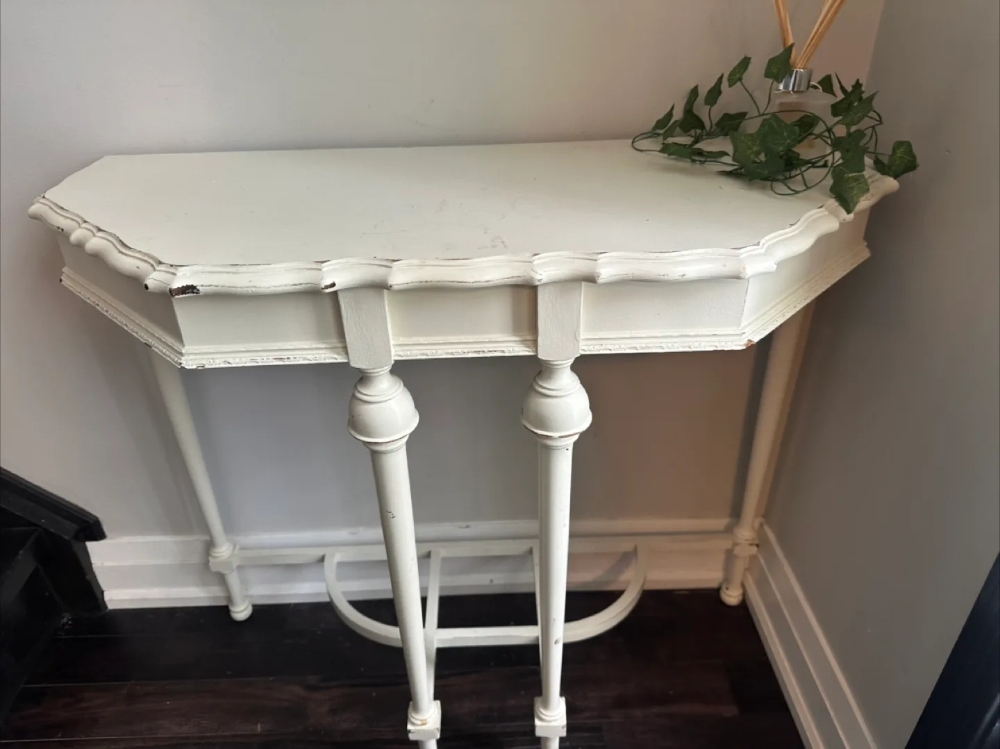 White Half-Moon Console Table thumbnail