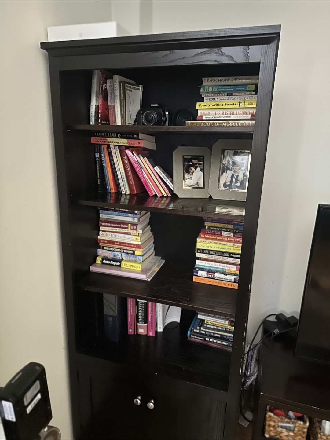 Crate and barrel  and  Dark Brown Bookcase with Cabinet - photo 2