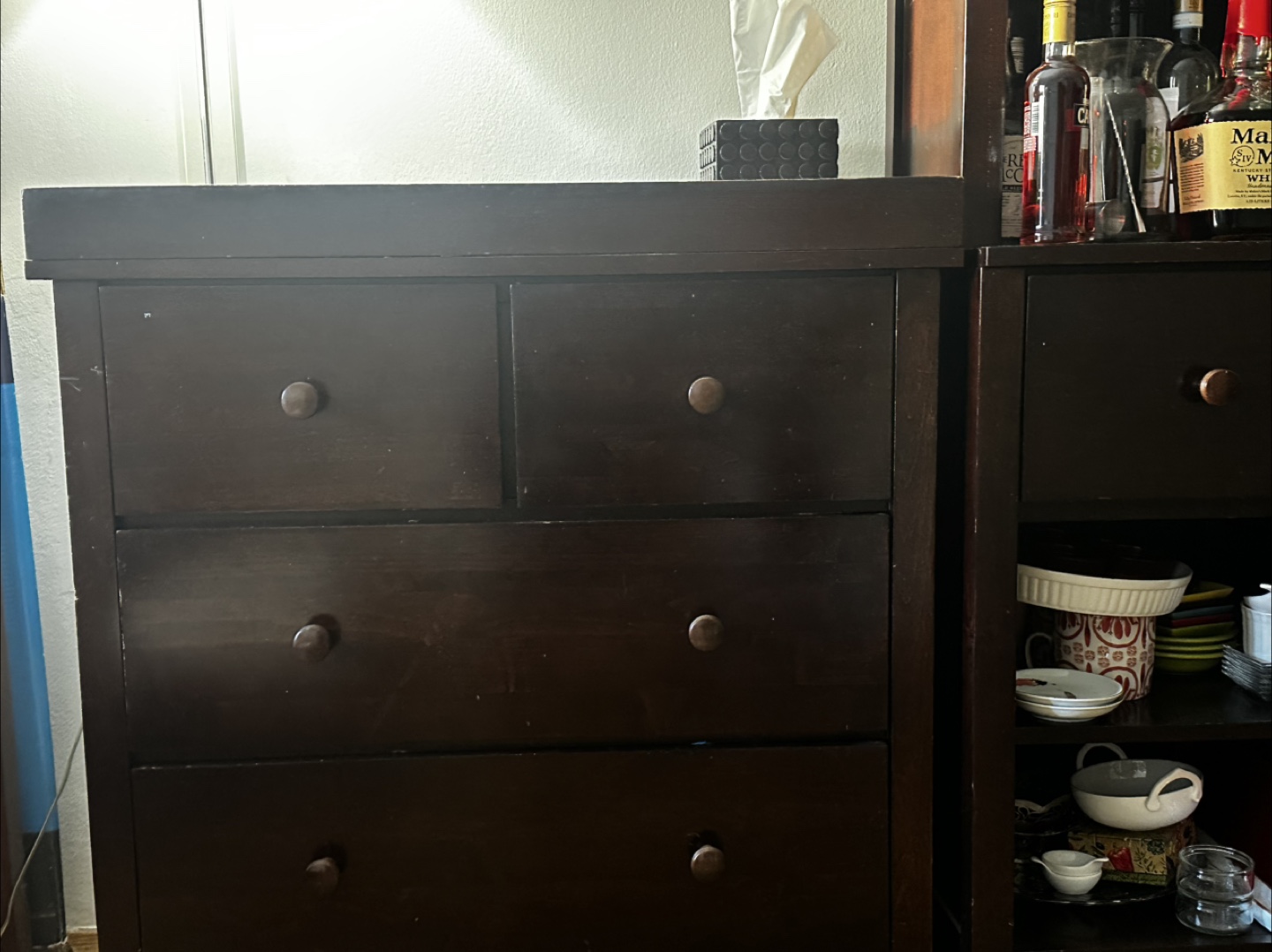 Crate and Barrel Dark Brown Wooden 4-Drawer Chest