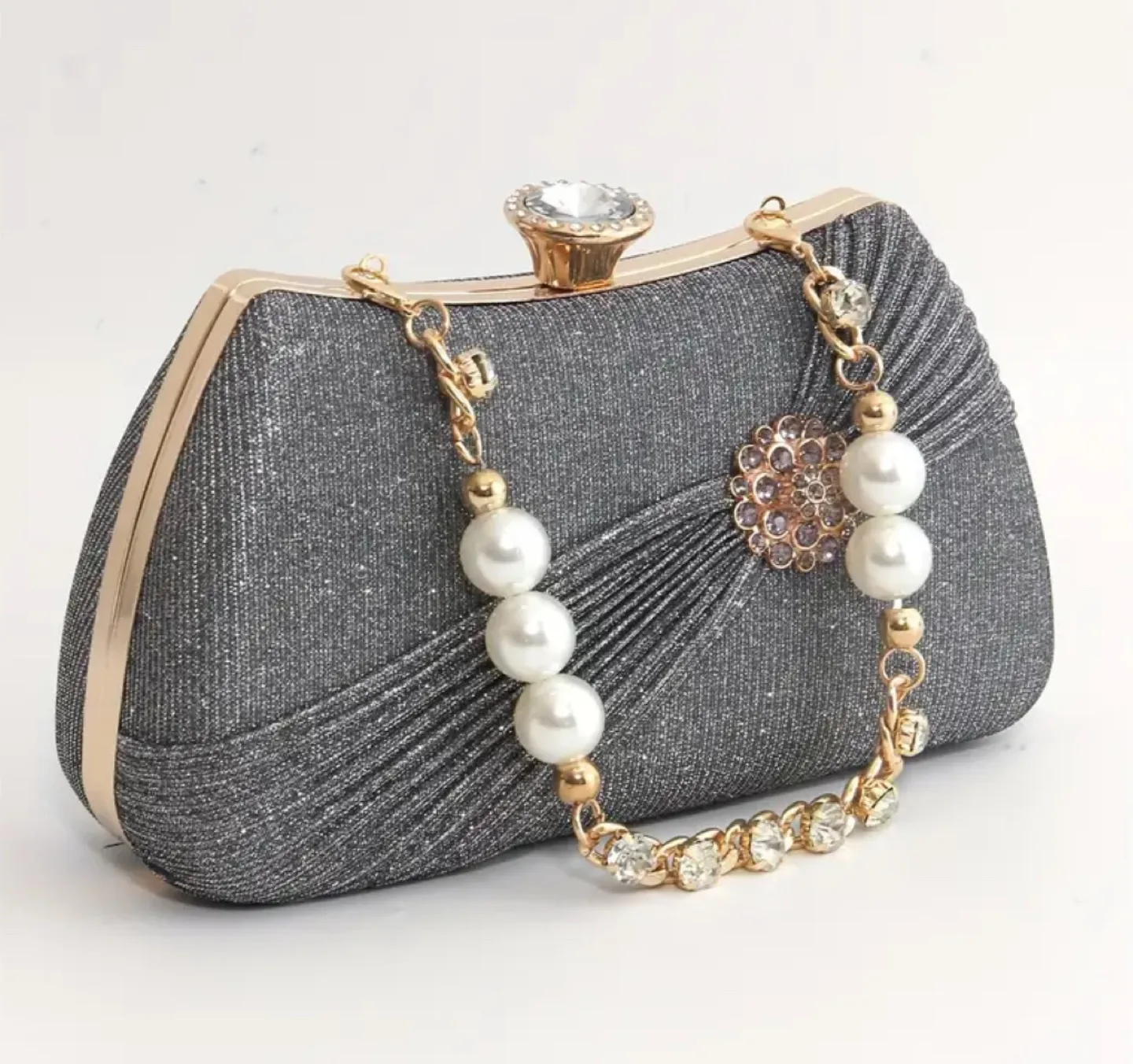 Elegant Rhinestone & Pearl Evening Clutch image indicator(6)