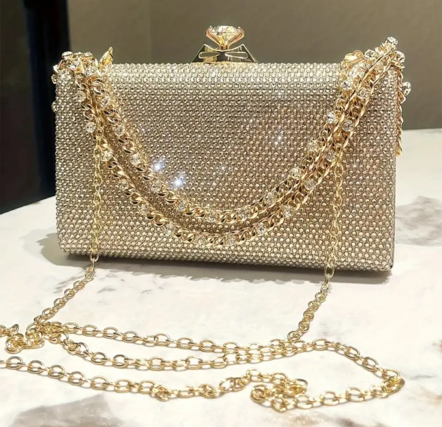 Elegant Rhinestone & Pearl Evening Clutch image indicator(2)