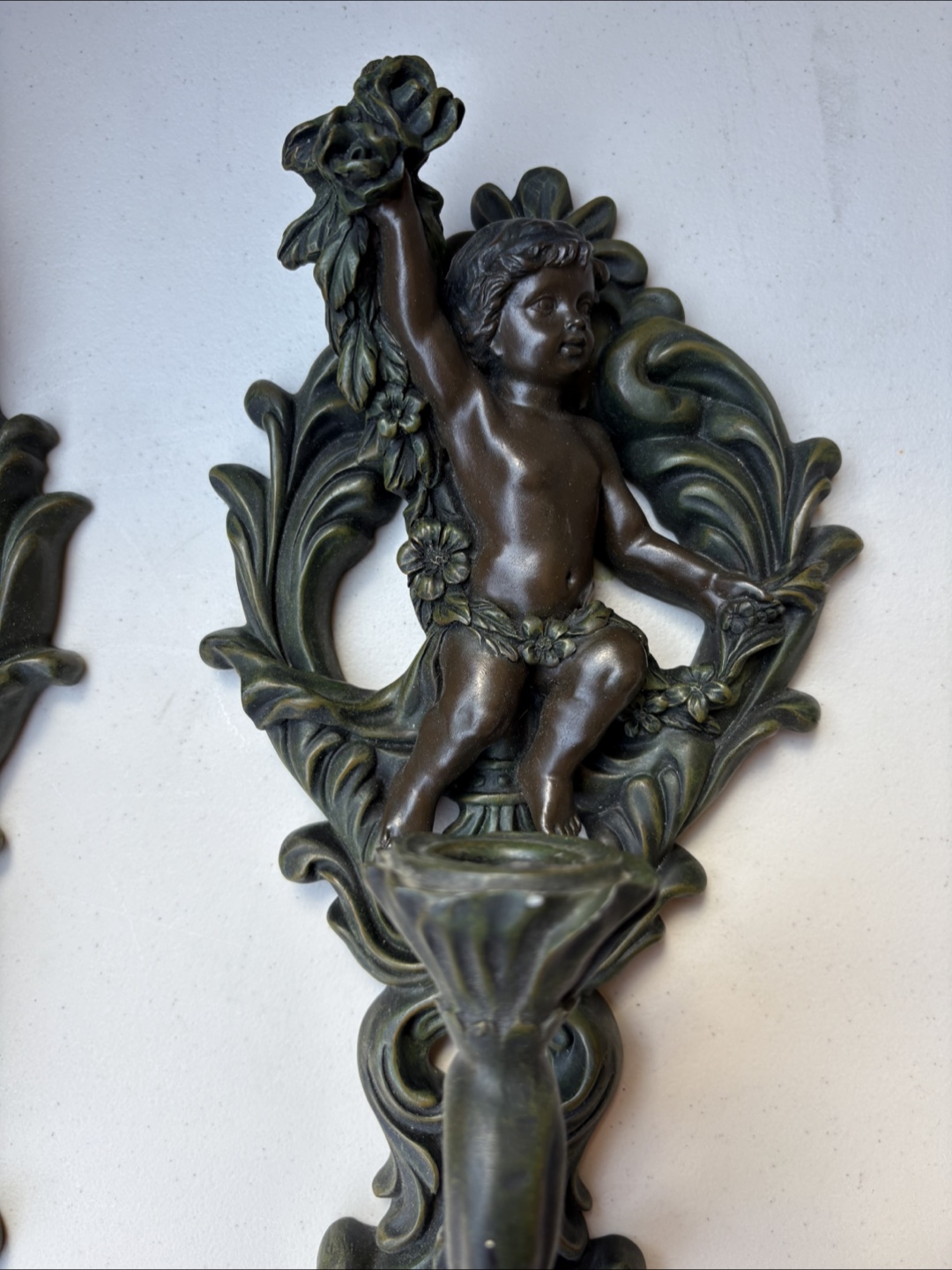 Pair of Cherub Wall Candle Holders - photo 2