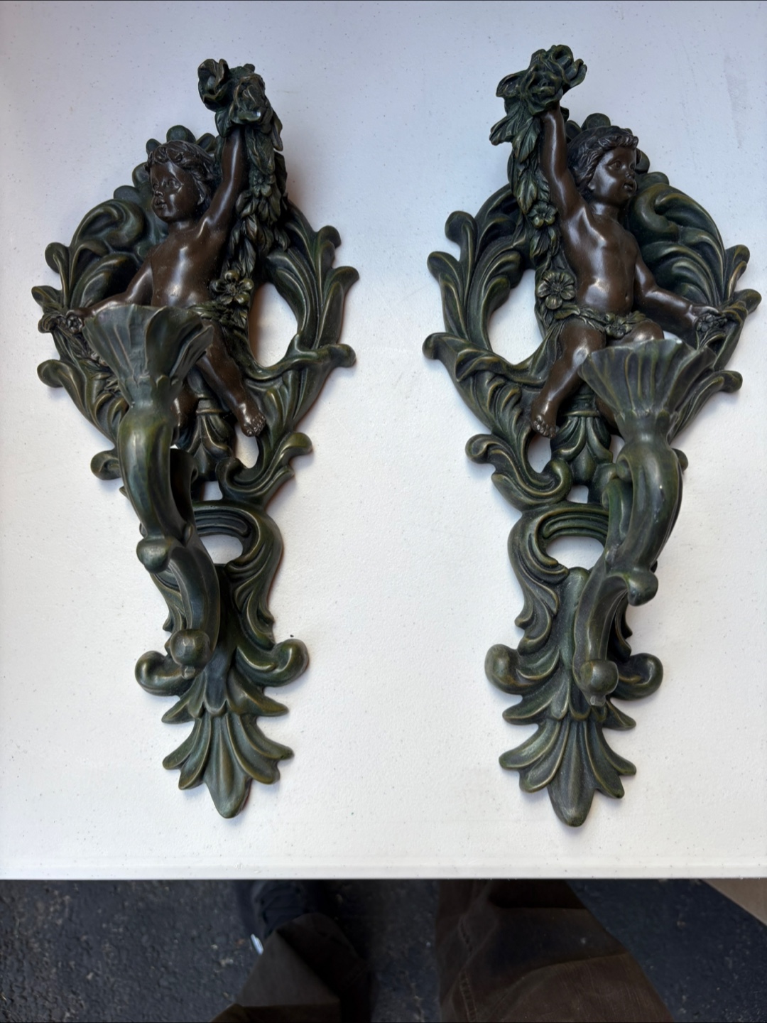 Pair of Cherub Wall Candle Holders