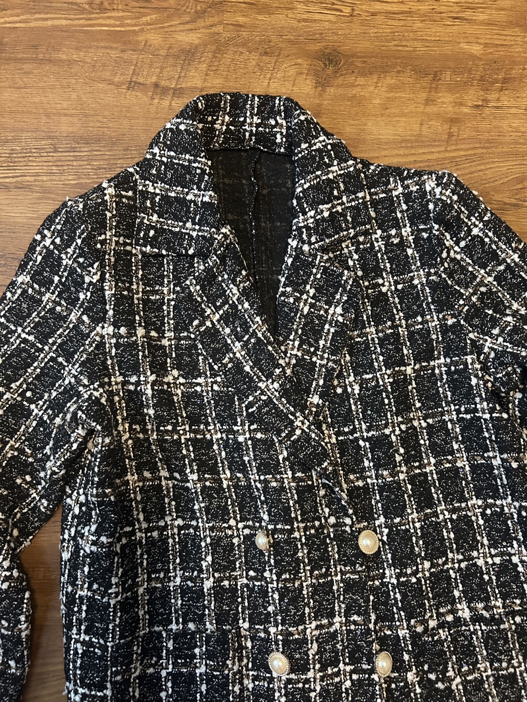 SHEIN Black and White Tweed Blazer - Size XL - photo 2