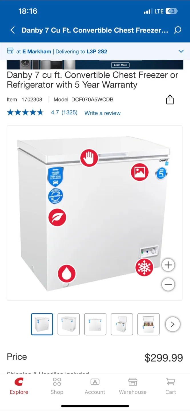 Danby 7 Cu. Ft. Convertible Chest Freezer/Refrigerator thumbnail