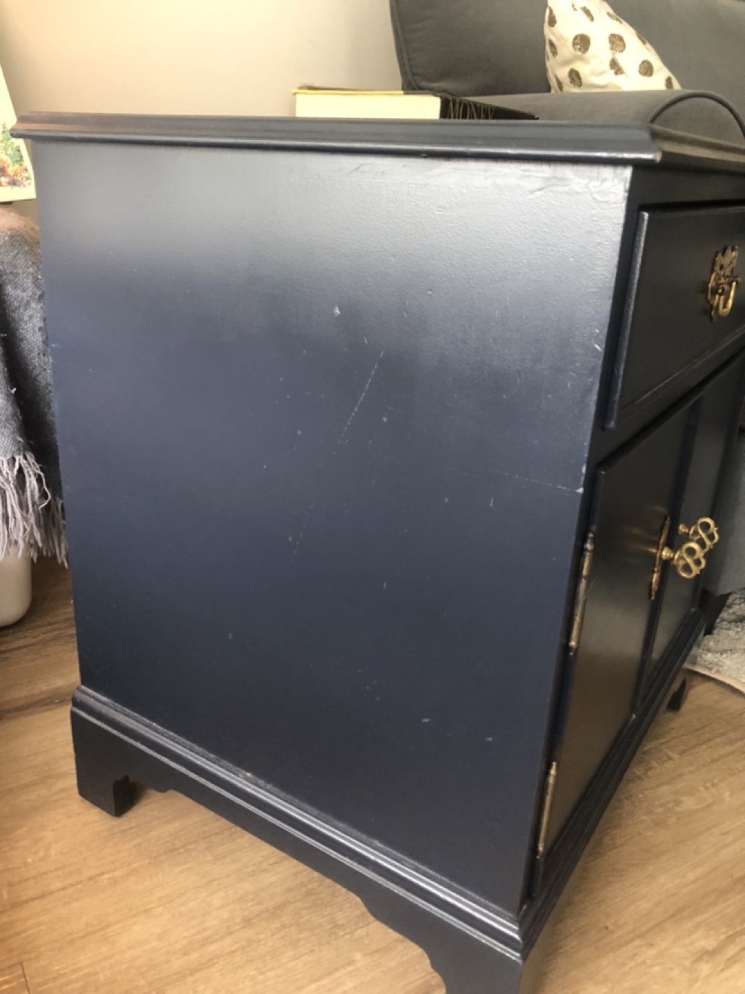 Navy Blue Nightstand with Gold Hardware - photo 4