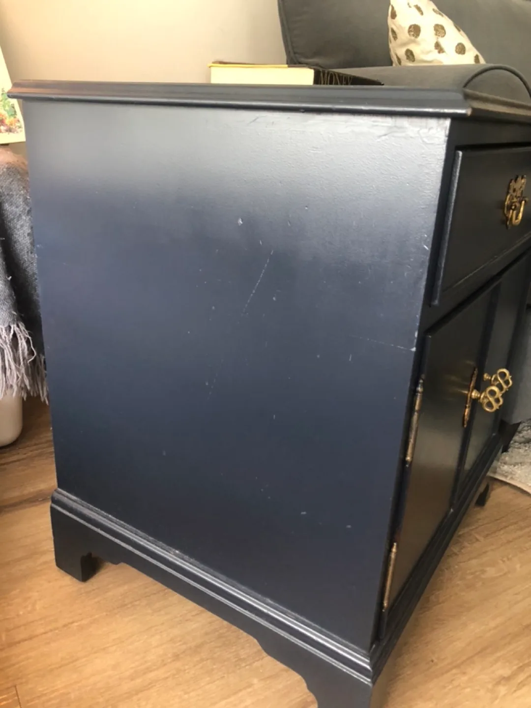 Navy Blue Nightstand with Gold Hardware image indicator(4)