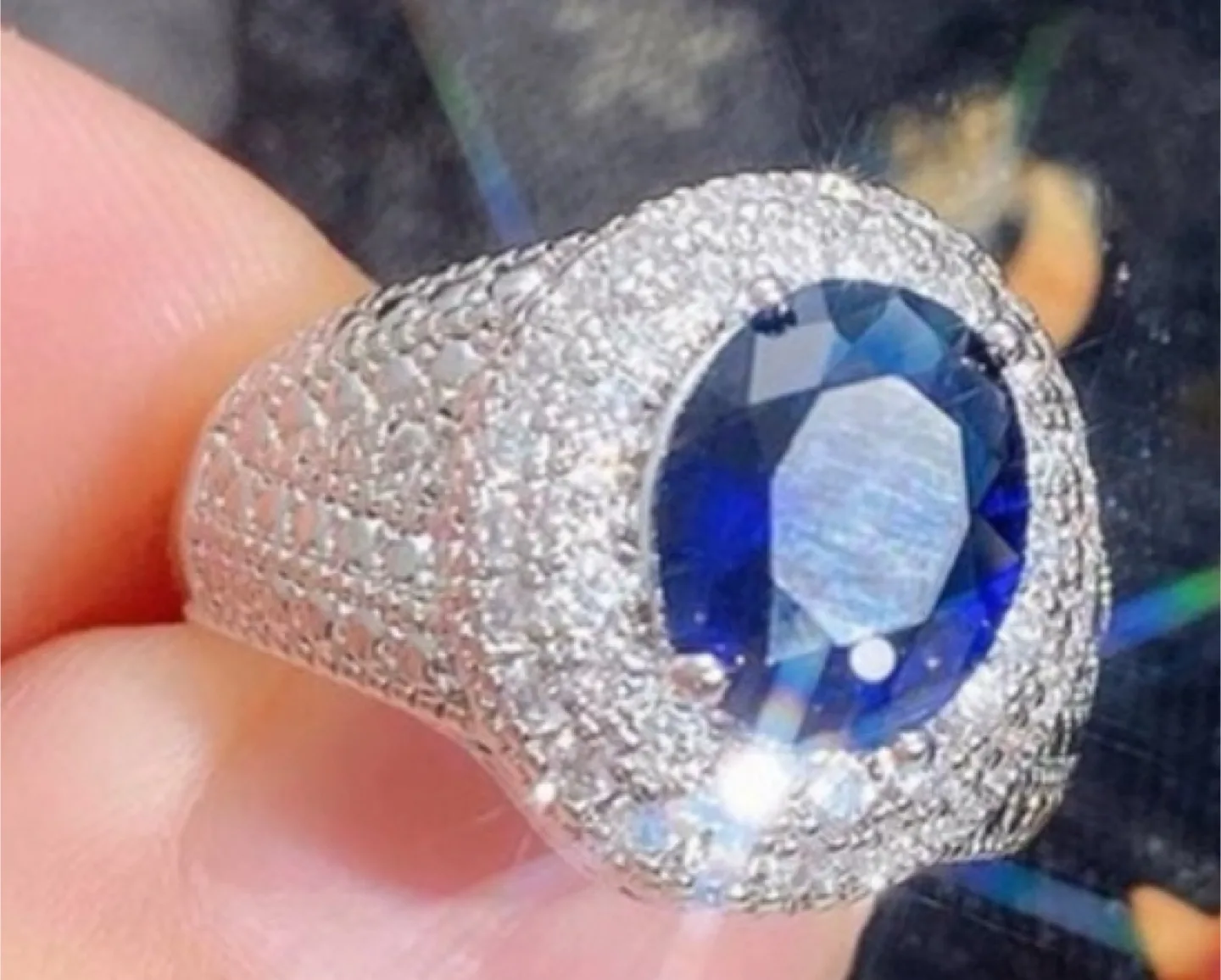 Blue Sapphire Ring with Cubic Zirconia image indicator(6)