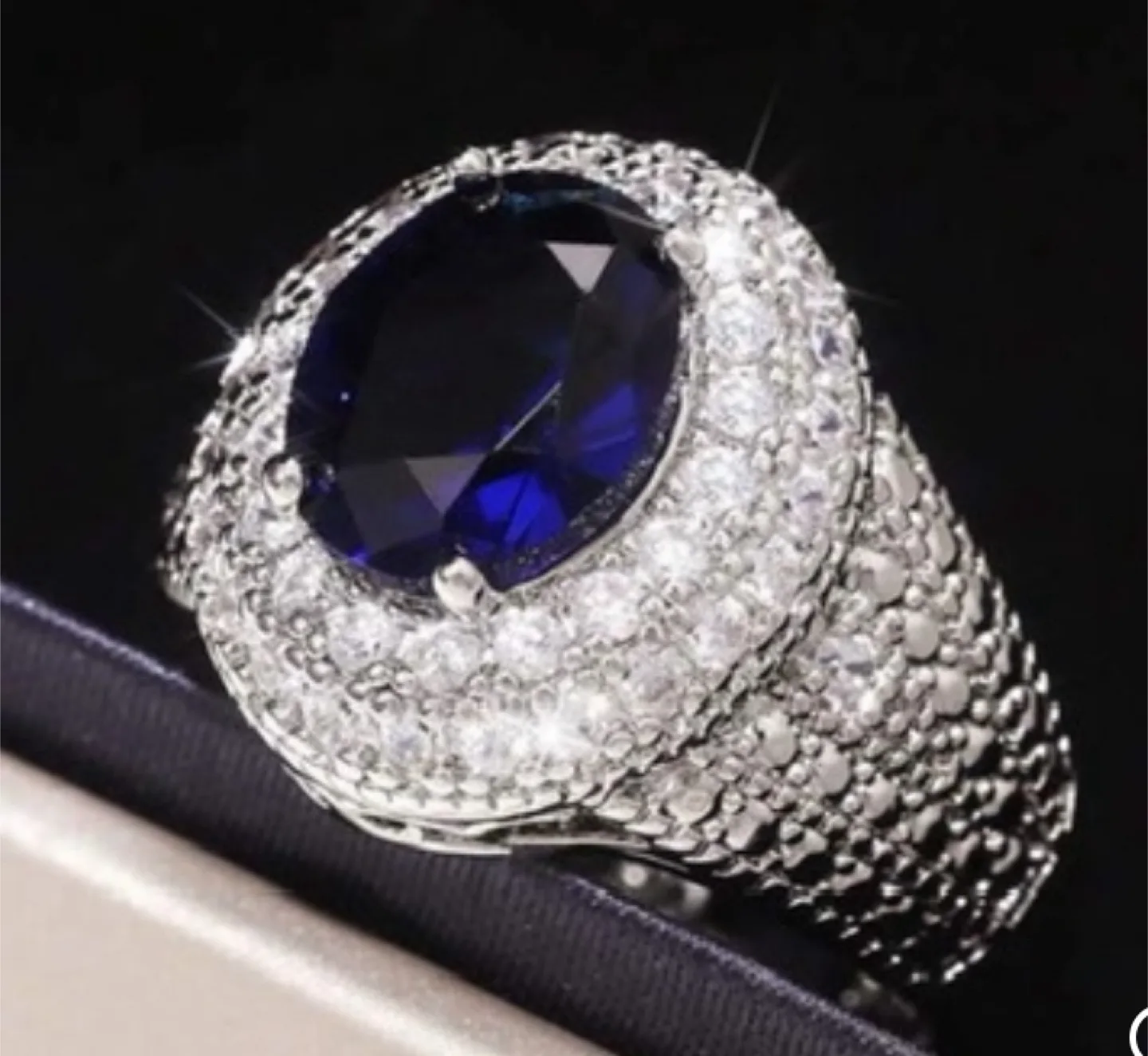 Blue Sapphire Ring with Cubic Zirconia image indicator(3)