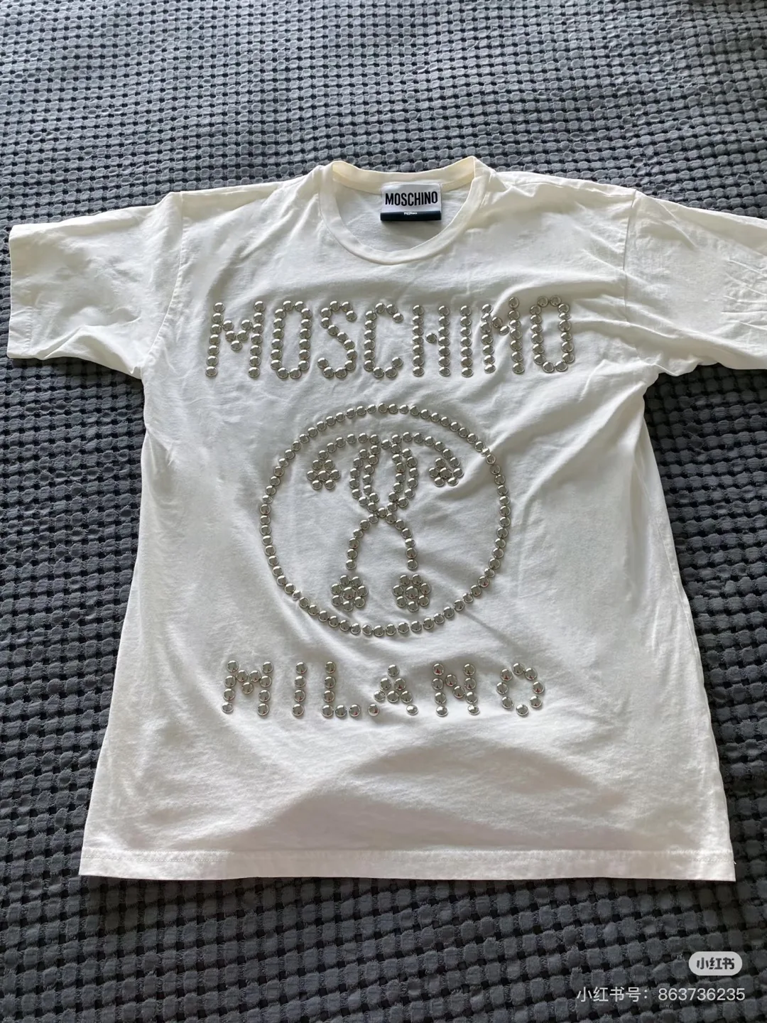 Moschino White Studded Logo T-Shirt - XS thumbnail