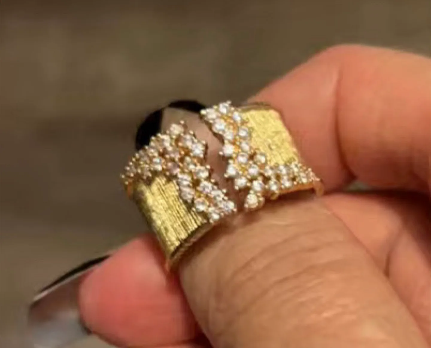 Gold statement ring with cubic zirconia image indicator(3)