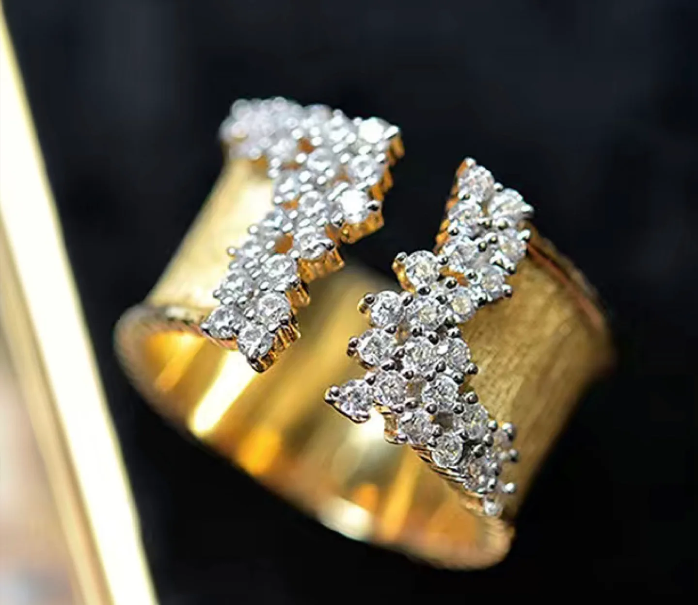 Gold statement ring with cubic zirconia image indicator(8)