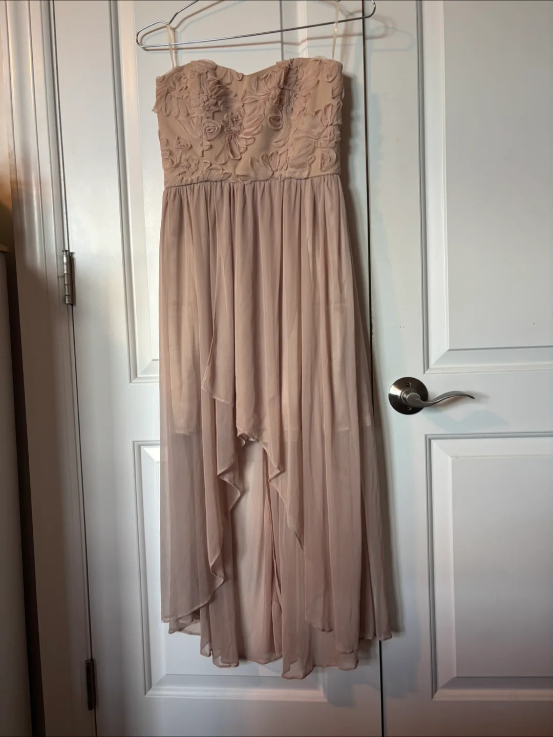 Blush Pink High-Low Strapless Dress image indicator(2)