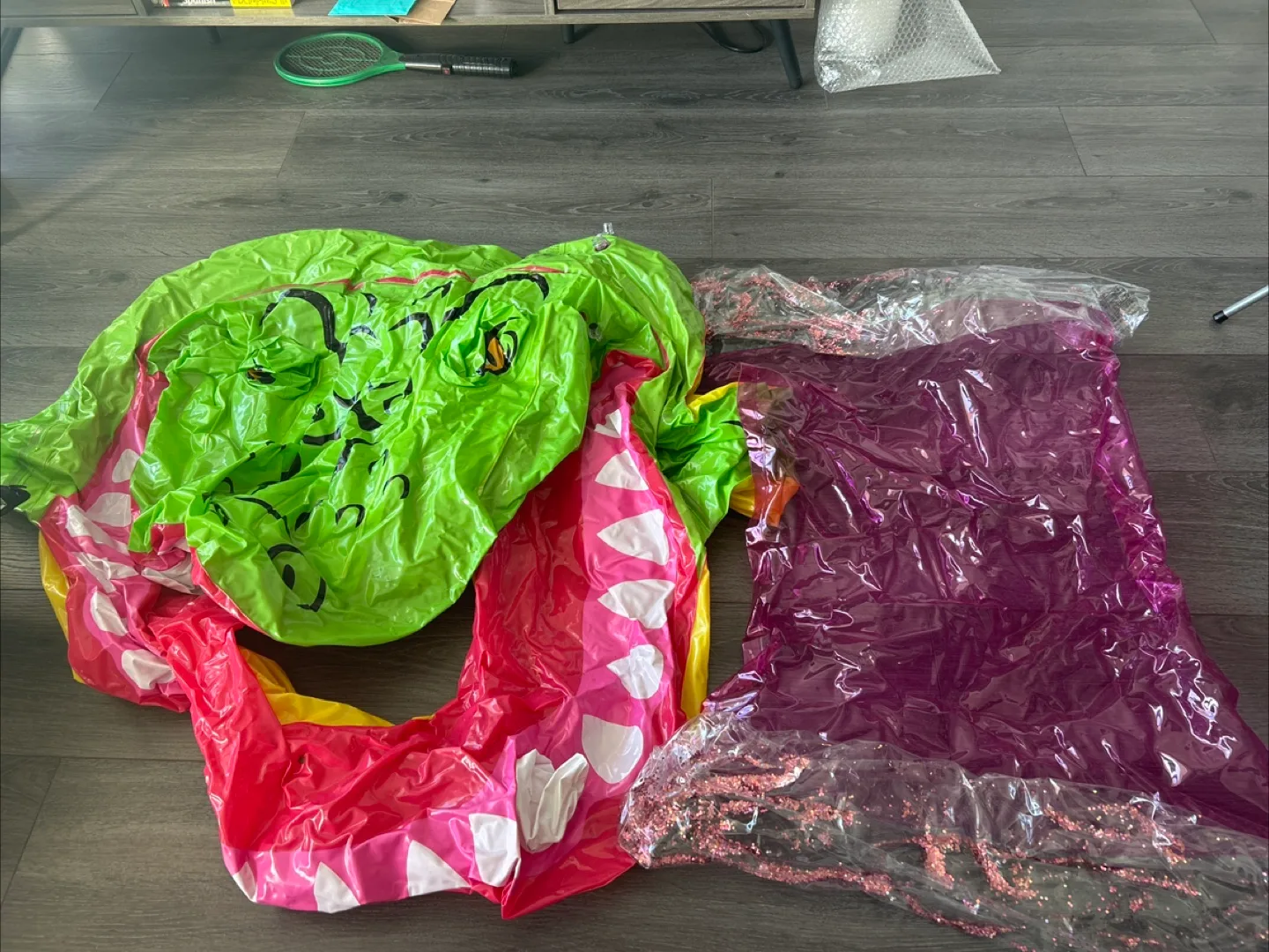 Inflatable Crocodile Pool Float and pink pillow float thumbnail