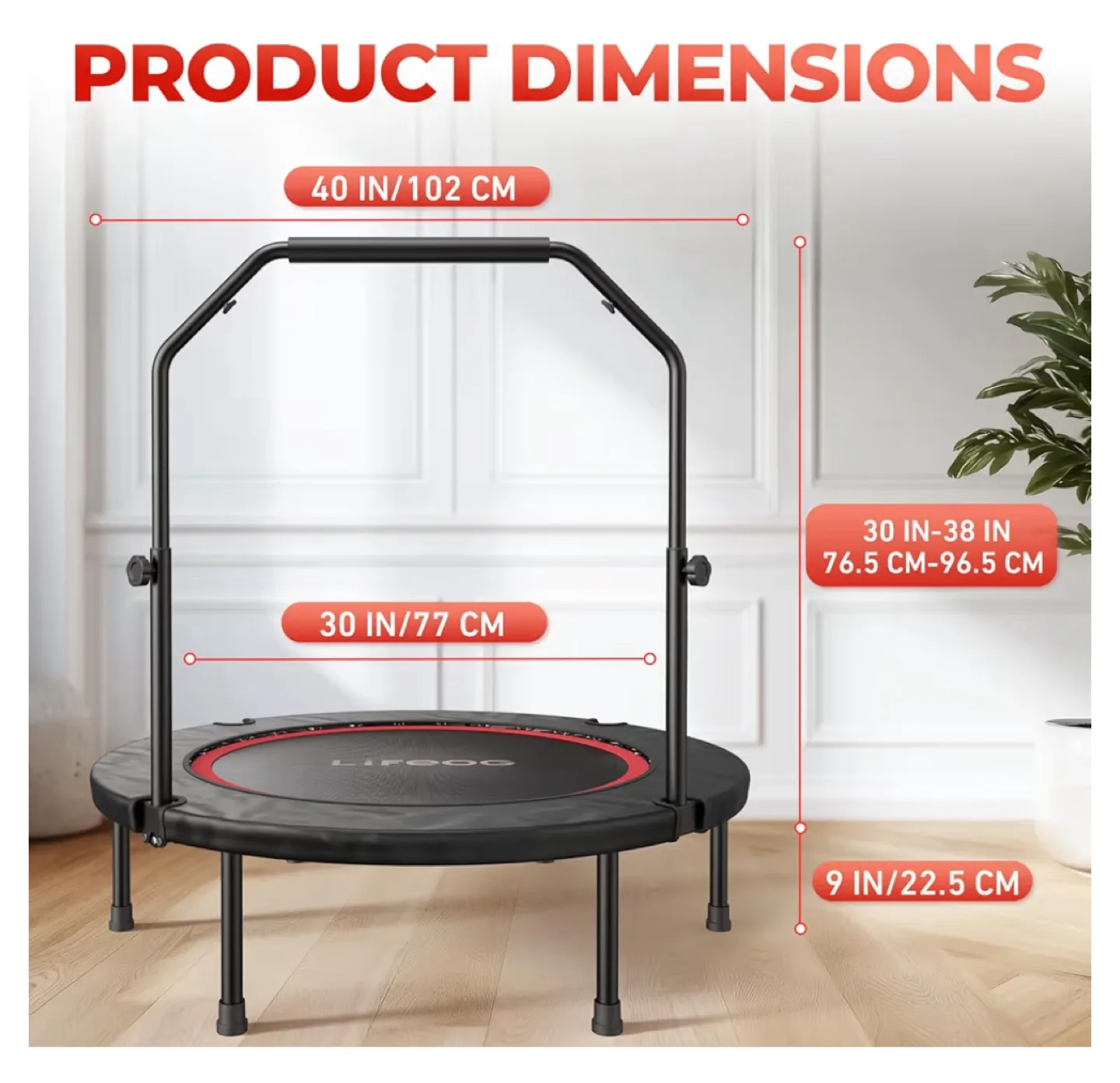 LifeOG Foldable Mini Workout Trampoline thumbnail