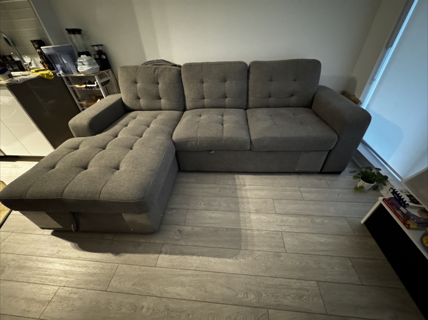 Structube Grey Sectional Sofa with Pull-out Chaise