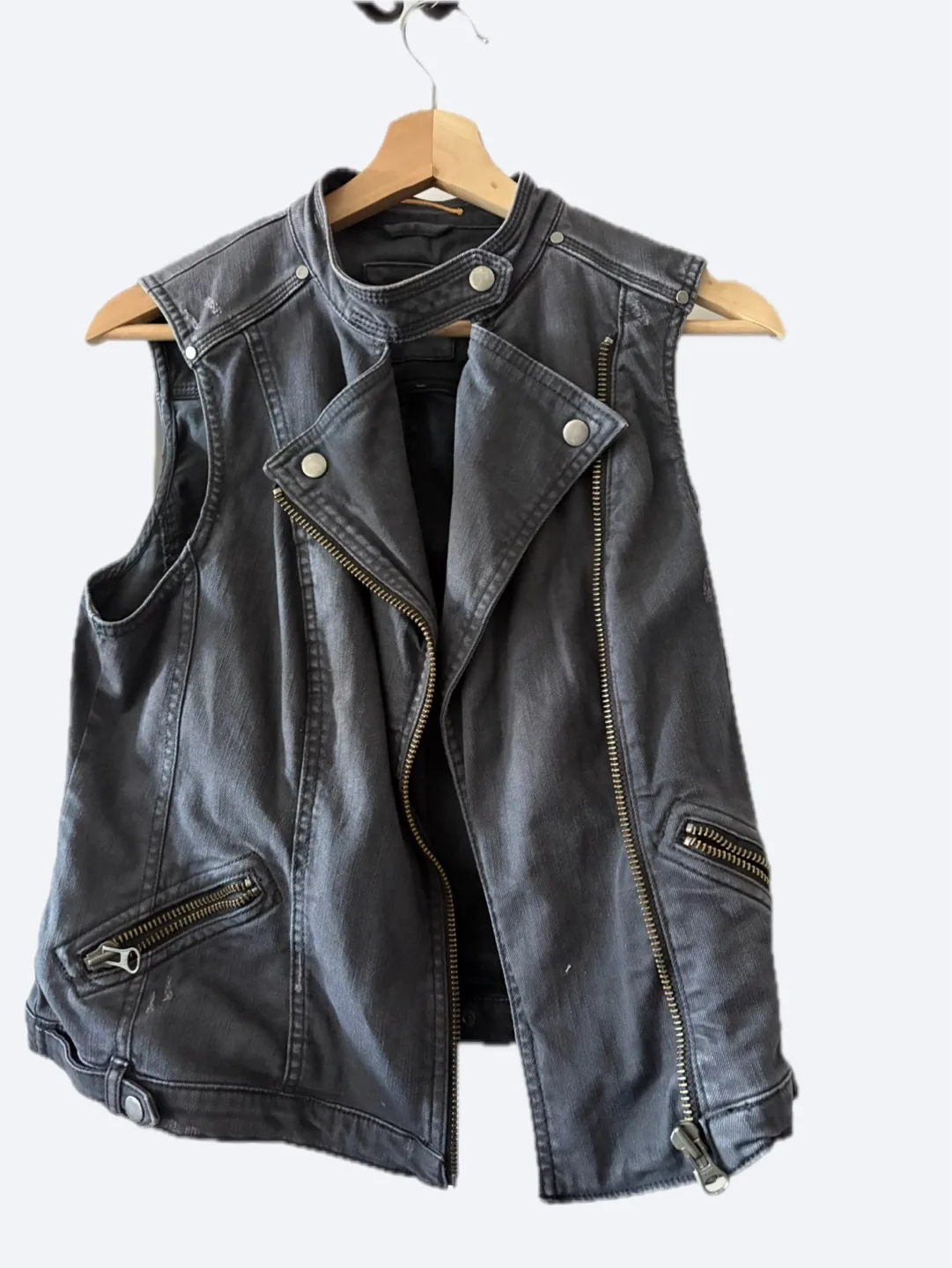 Black Denim Moto Vest thumbnail