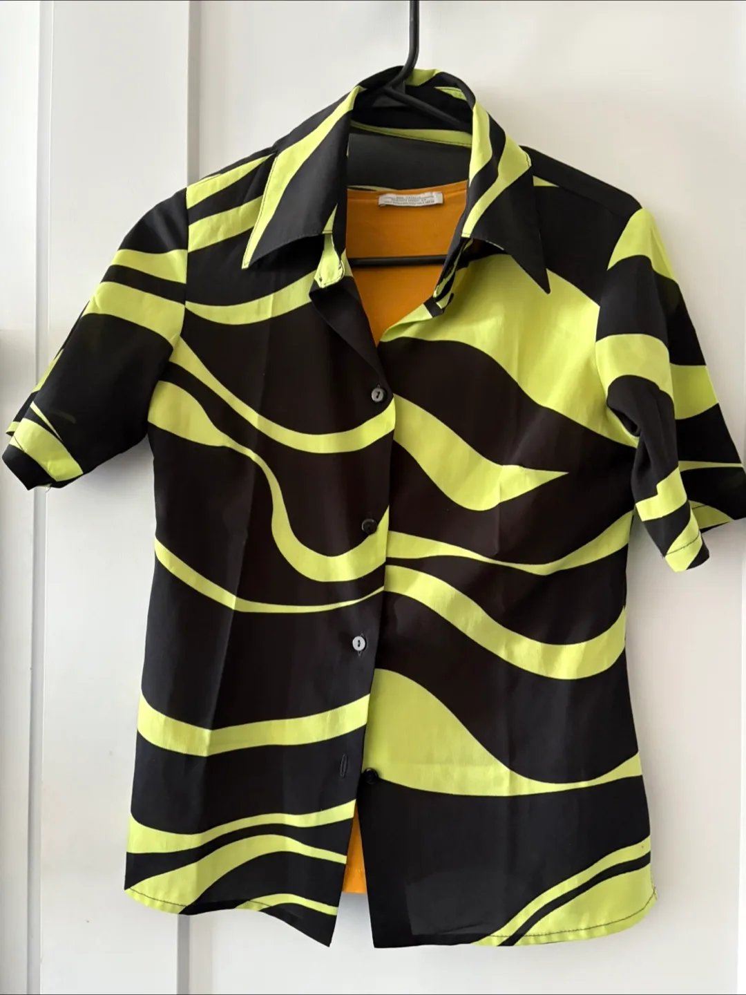 Women's Lime Green and Black Abstract Print Blouse thumbnail