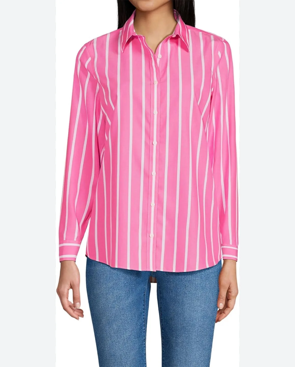 Pink and White Striped Button-Down Shirt - Size 12 thumbnail