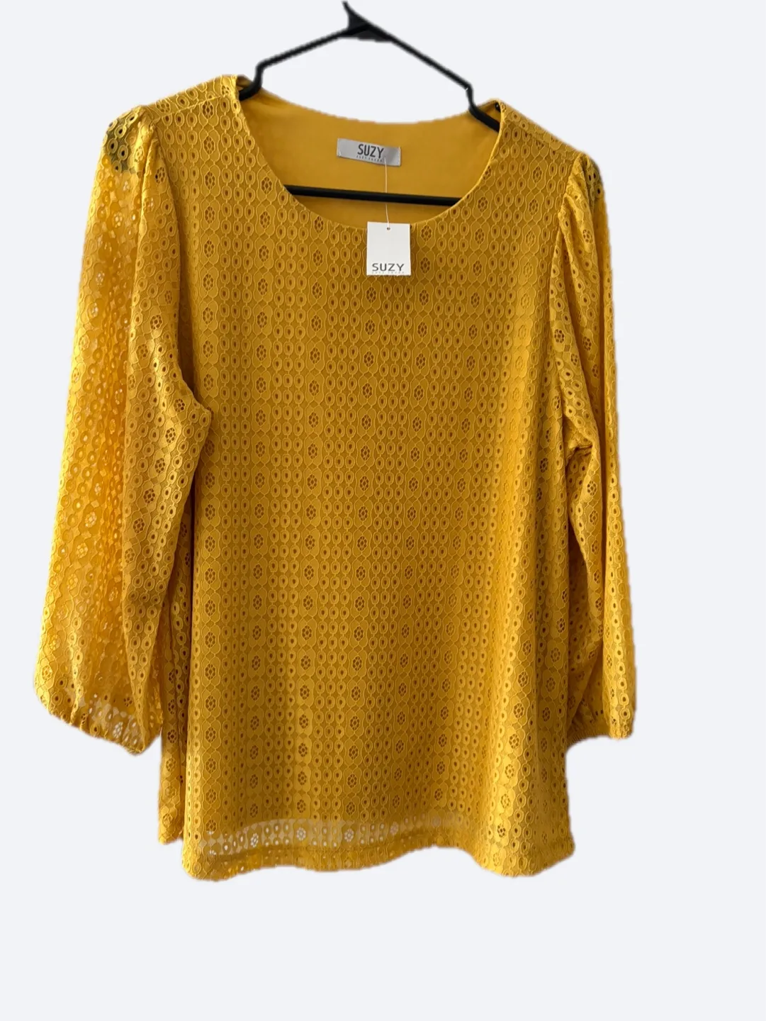 Mustard Yellow Suzy Brand Eyelet Blouse thumbnail