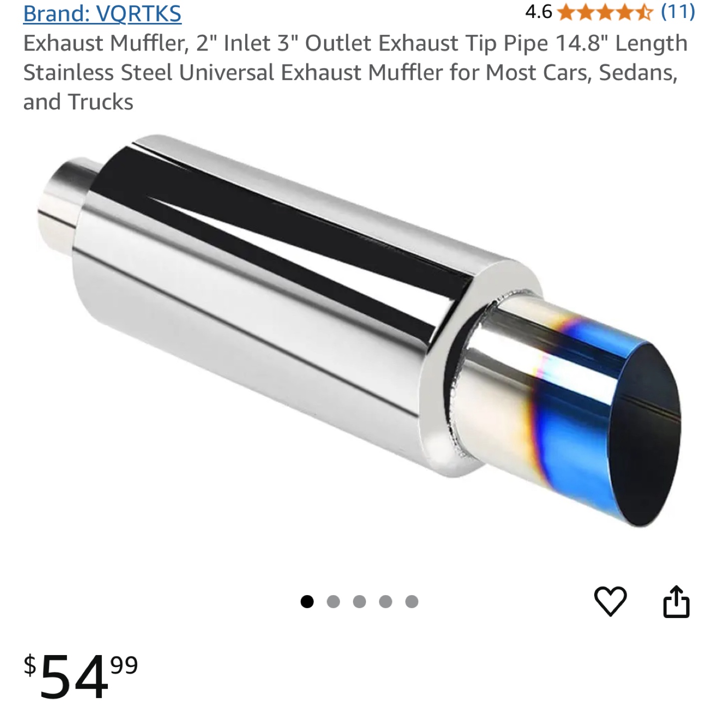 Stainless Steel Exhaust Tip - 2" Inlet, 3" Outlet