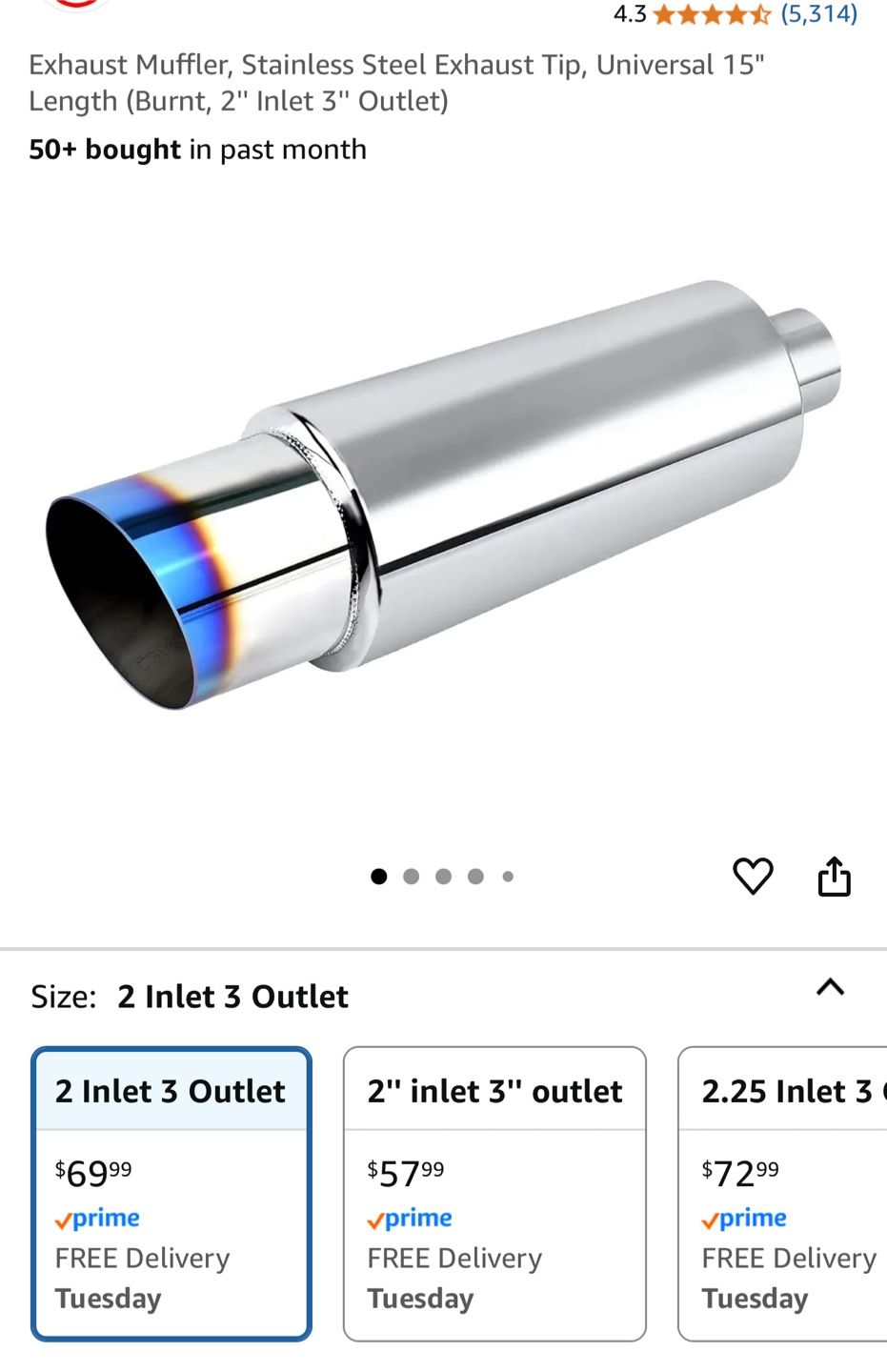 Stainless Steel Exhaust Tip - 2" Inlet, 3" Outlet - photo 2