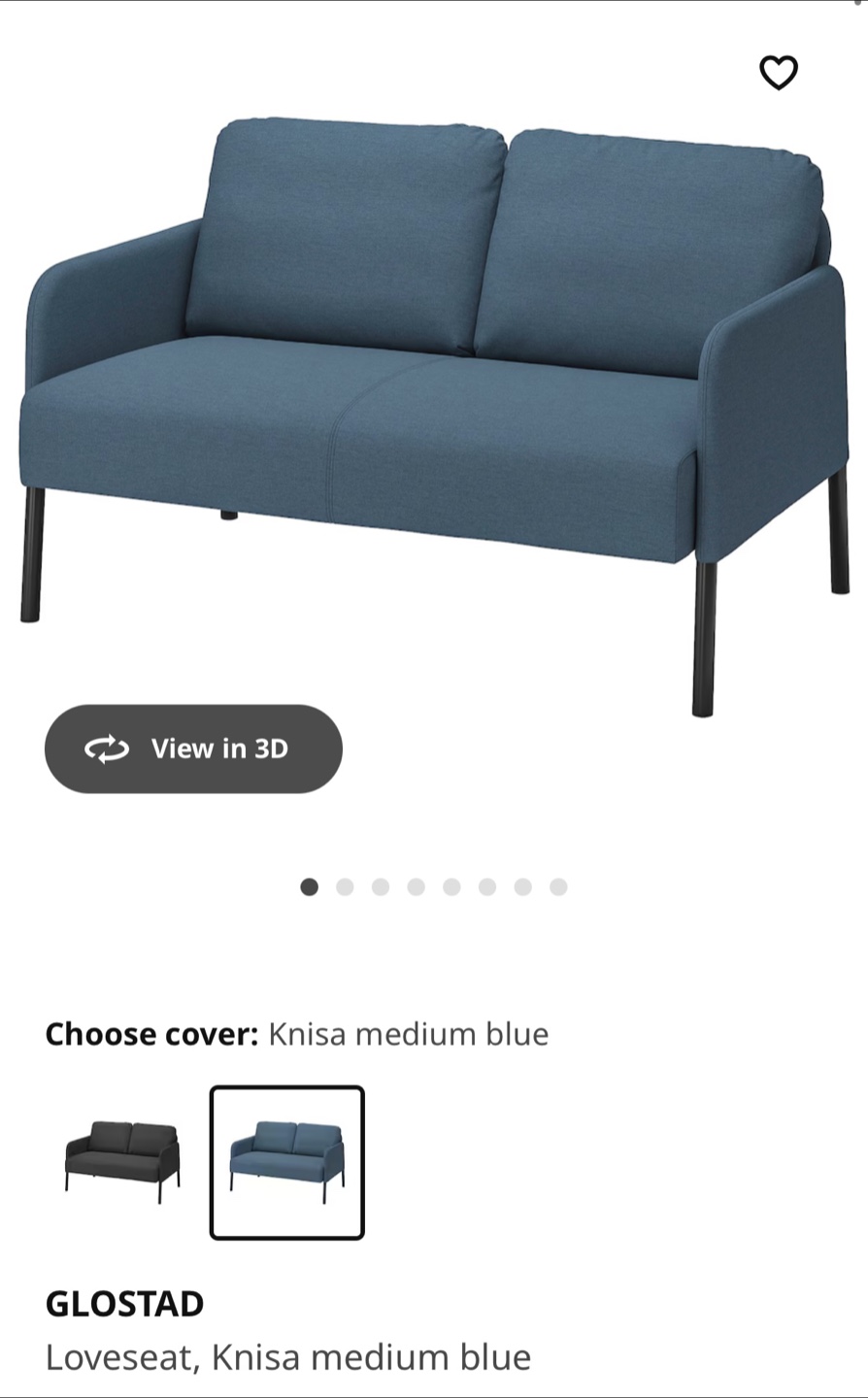IKEA GLOSTAD Loveseat - Knisa Medium Blue - photo 2