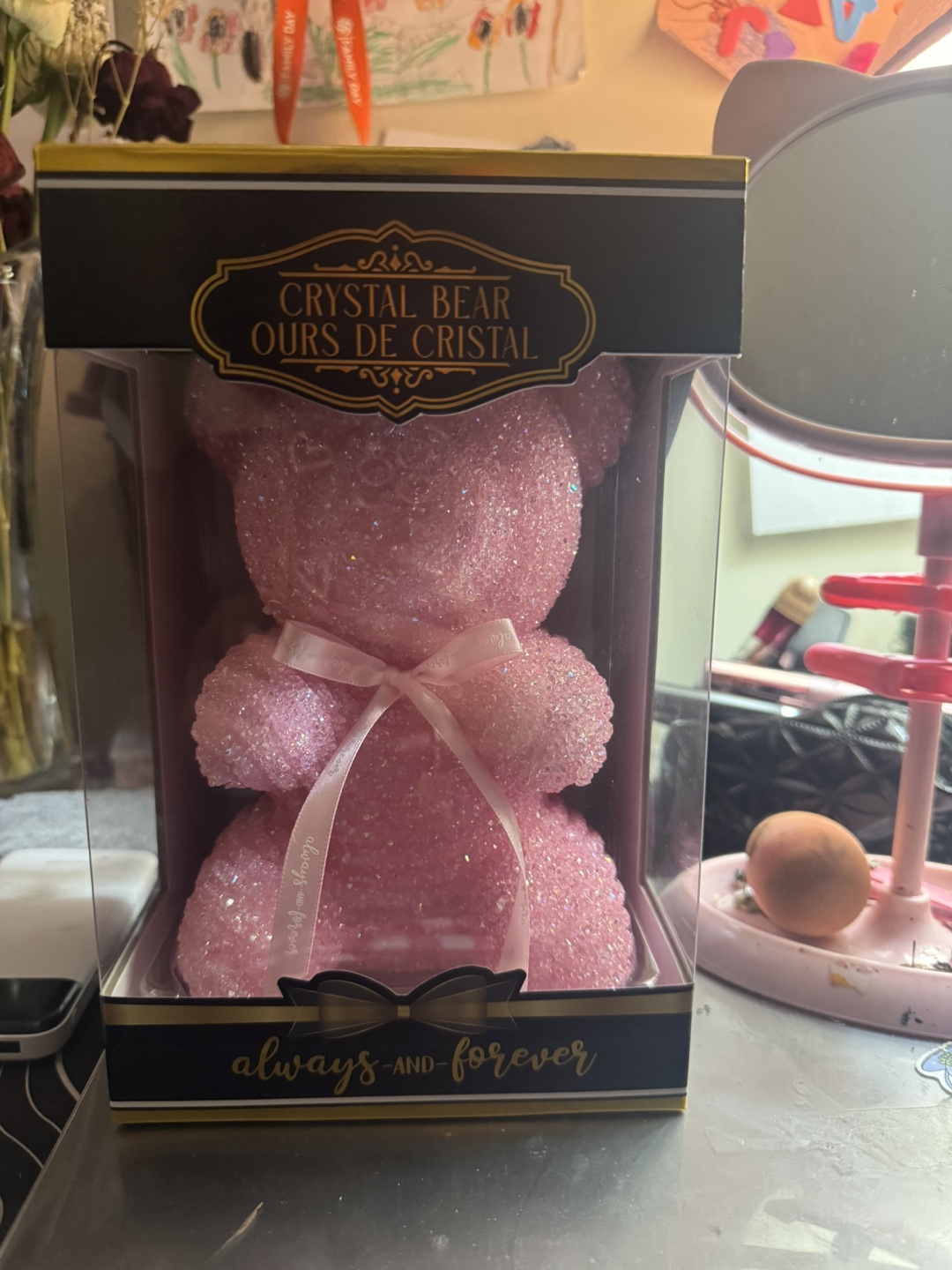 Pink Crystal Bear Figurine - Always and Forever