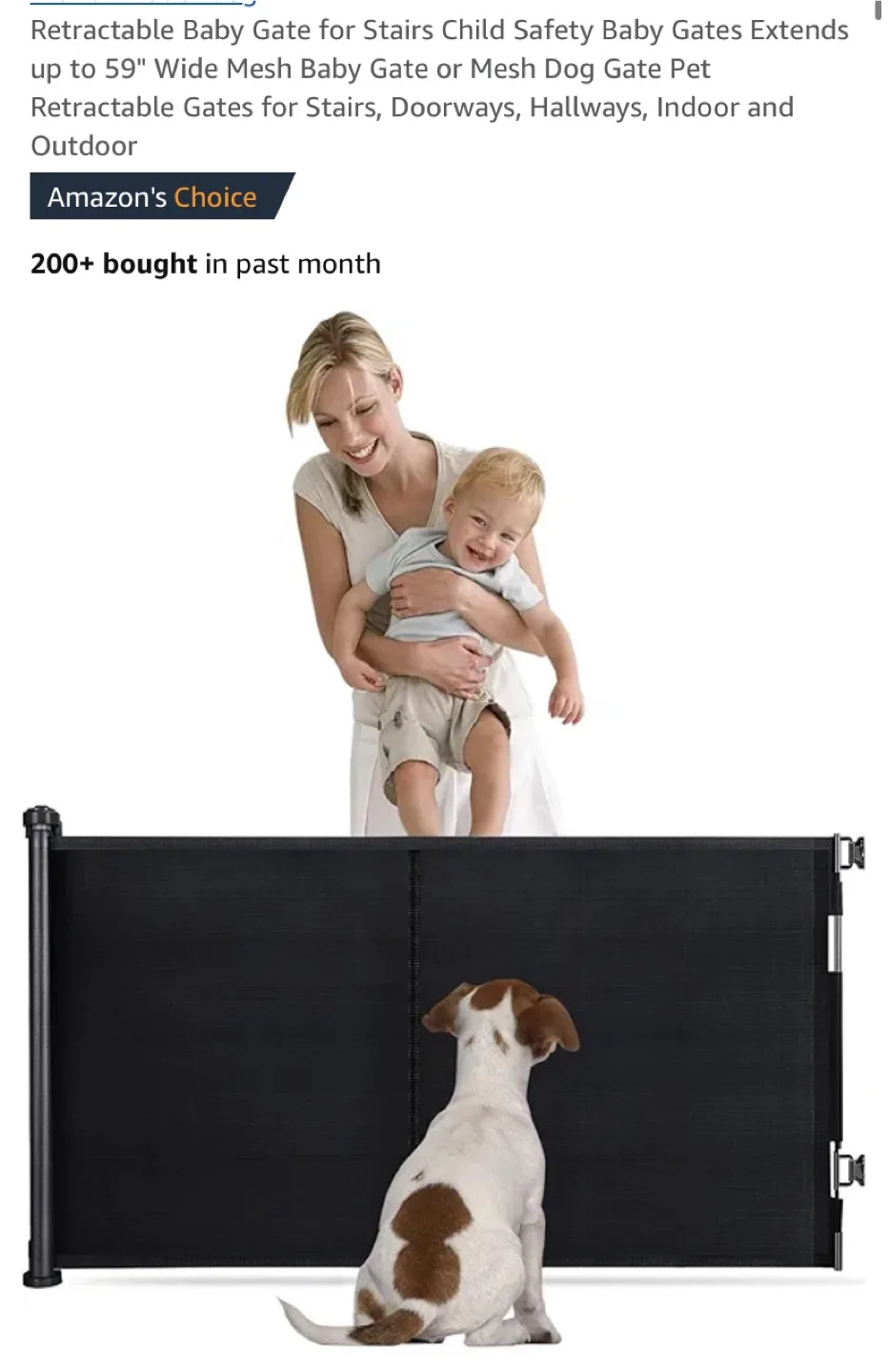 Retractable Baby Safety Gate - Black - Extends up to 59" thumbnail