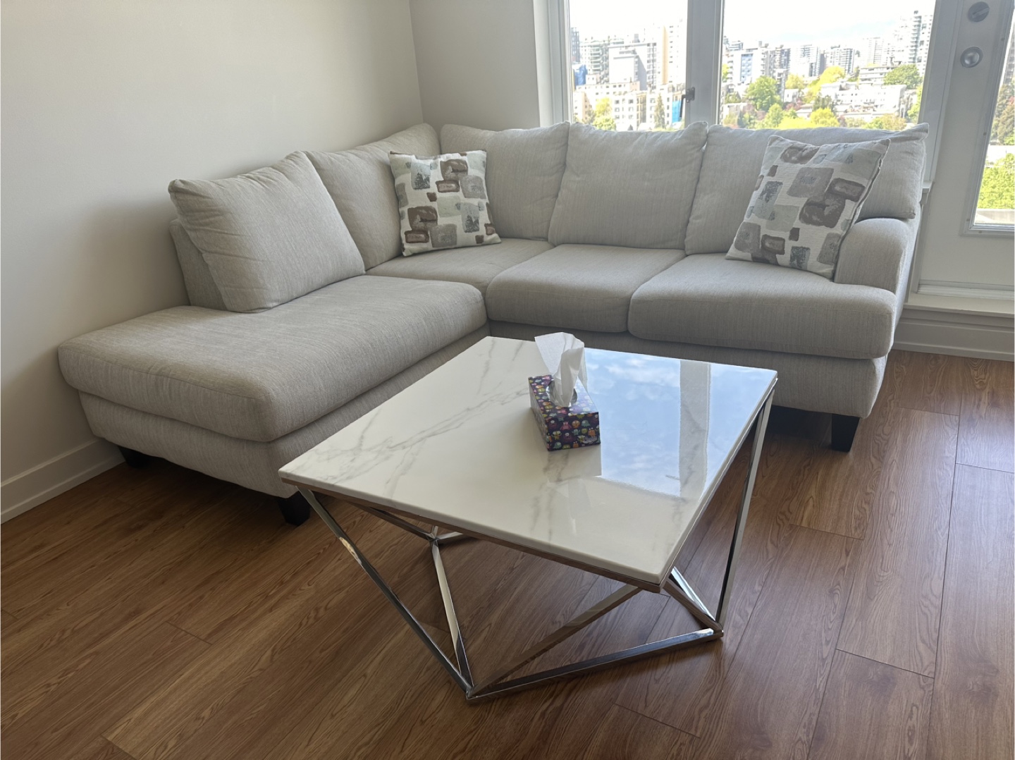 Modern Marble Top Coffee Table with Chrome Legs