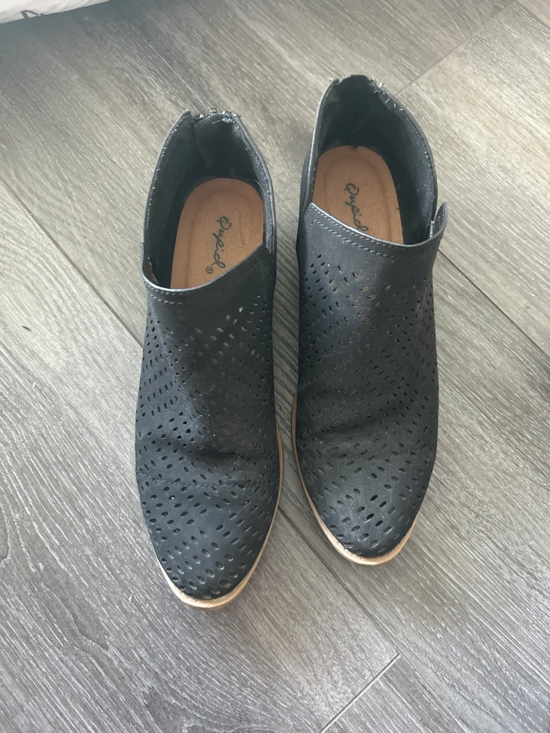 Black Perforated Ankle Booties thumbnail