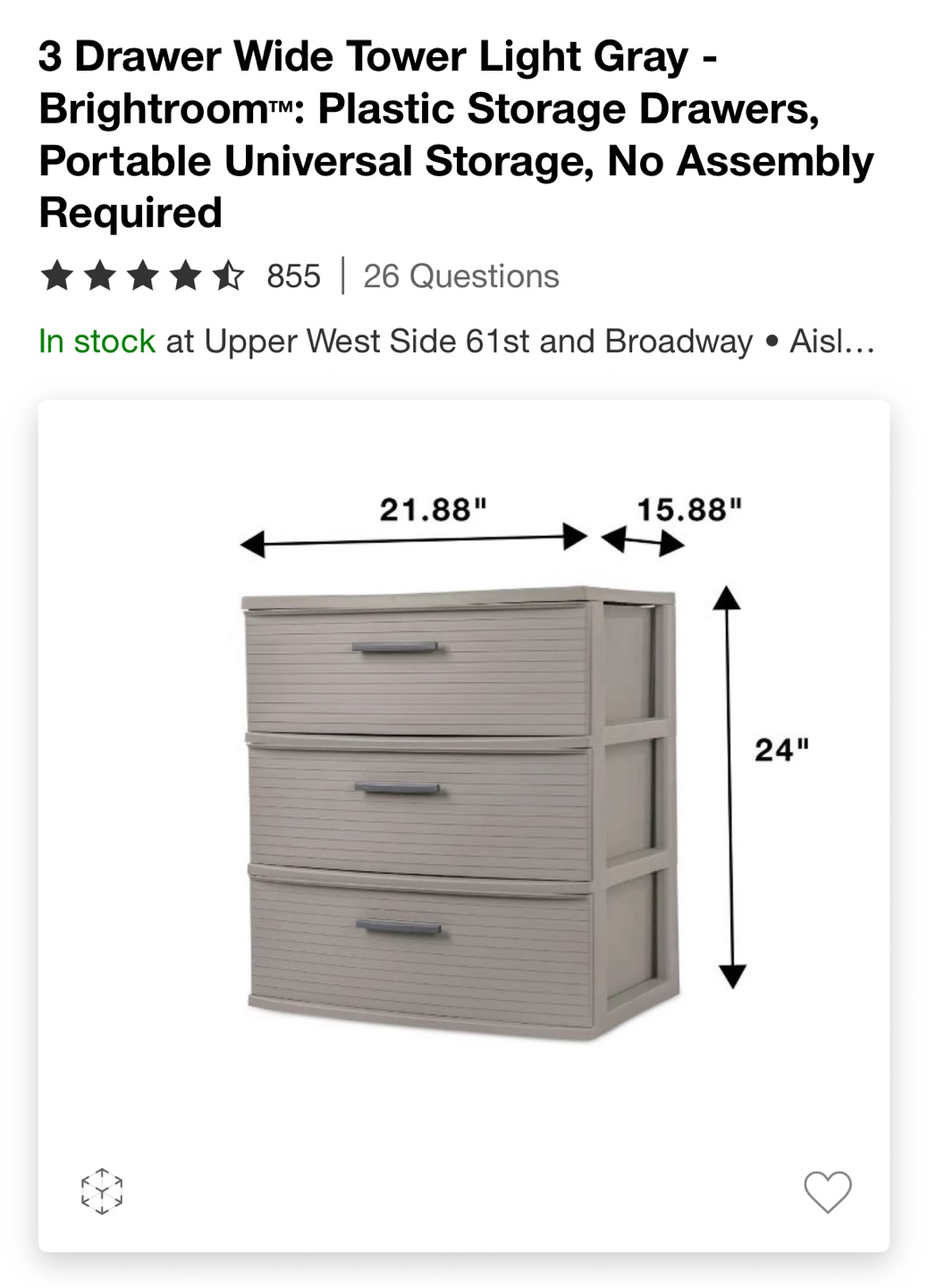 3-Drawer Wide Tower Plastic Storage Drawers