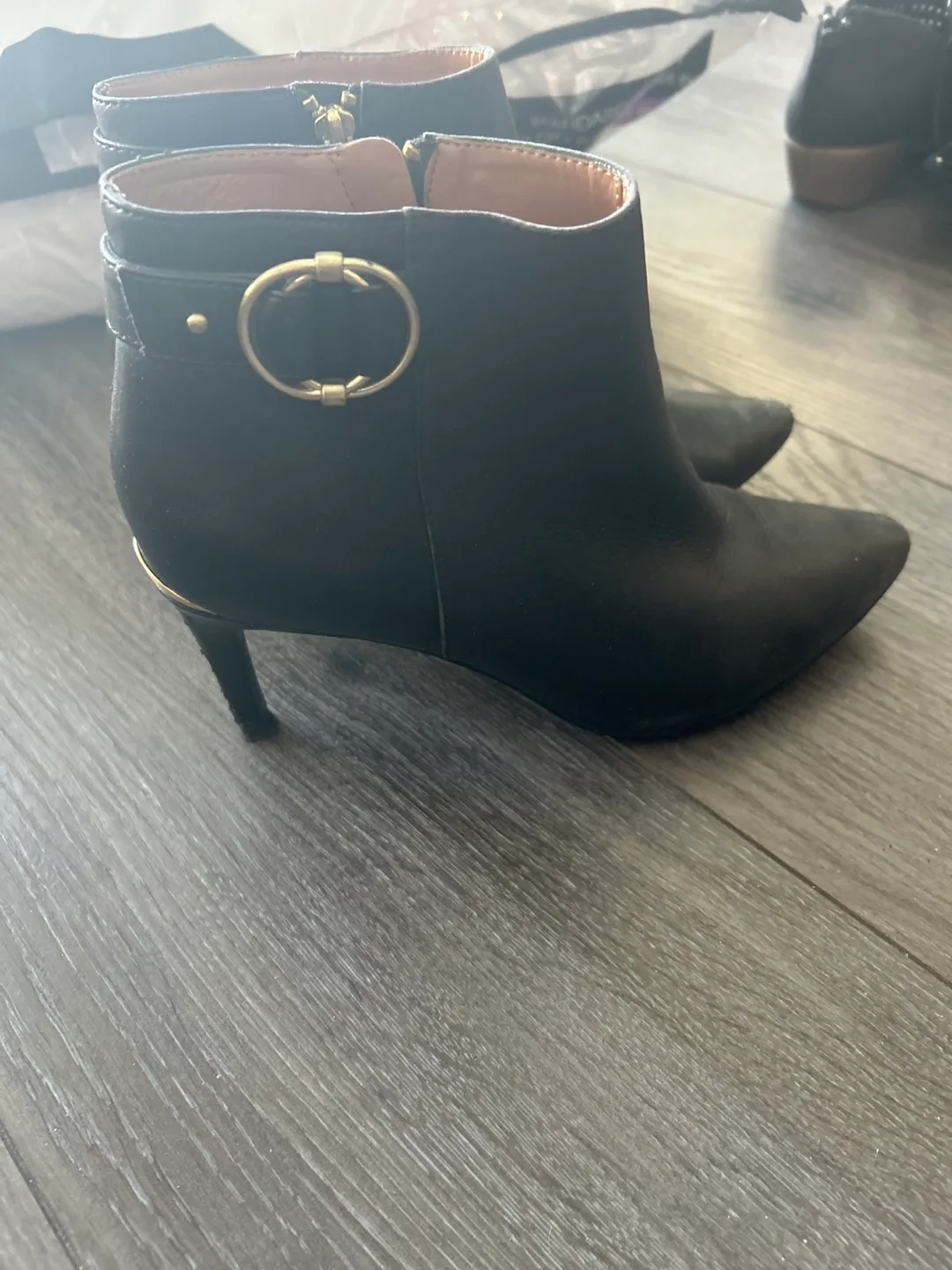 Calvin Klein Black Leather Ankle Boots thumbnail