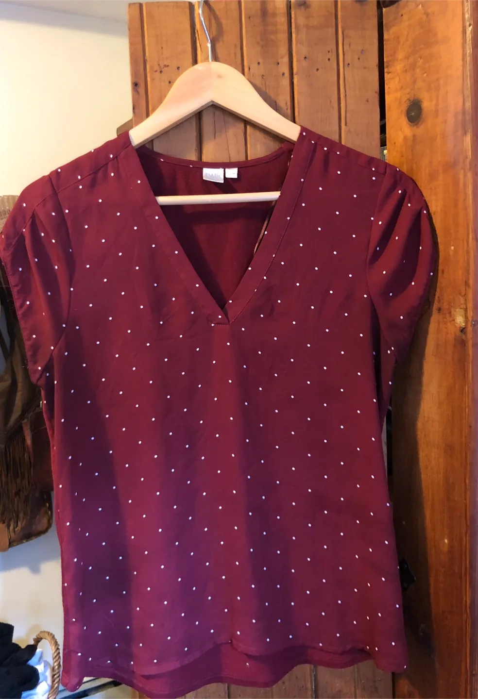 Women's Maroon Polka Dot Blouse thumbnail
