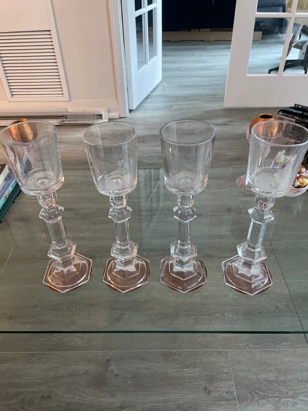 Set of four crystal candle holders thumbnail