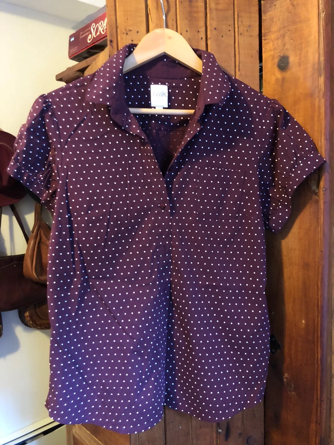 TWIK Maroon Polka Dot Button-Up Shirt thumbnail