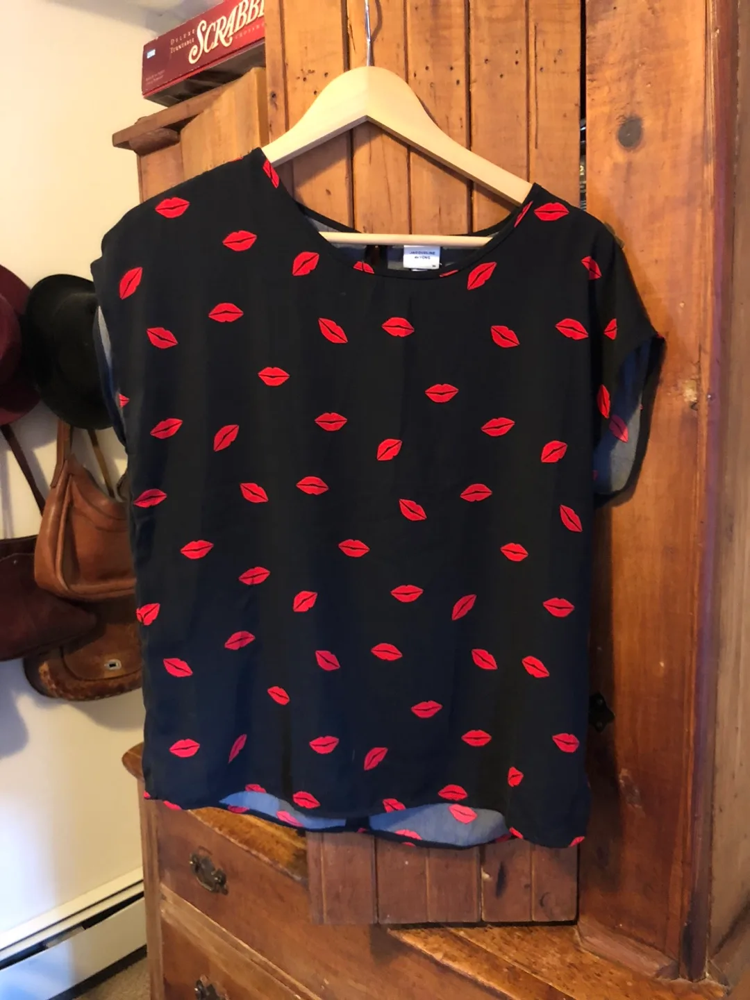 Lips print blouse, size small thumbnail