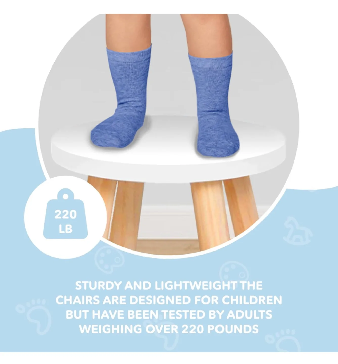 Set of 2 Kids Wooden Stools - White Top, Natural Legs image indicator(7)