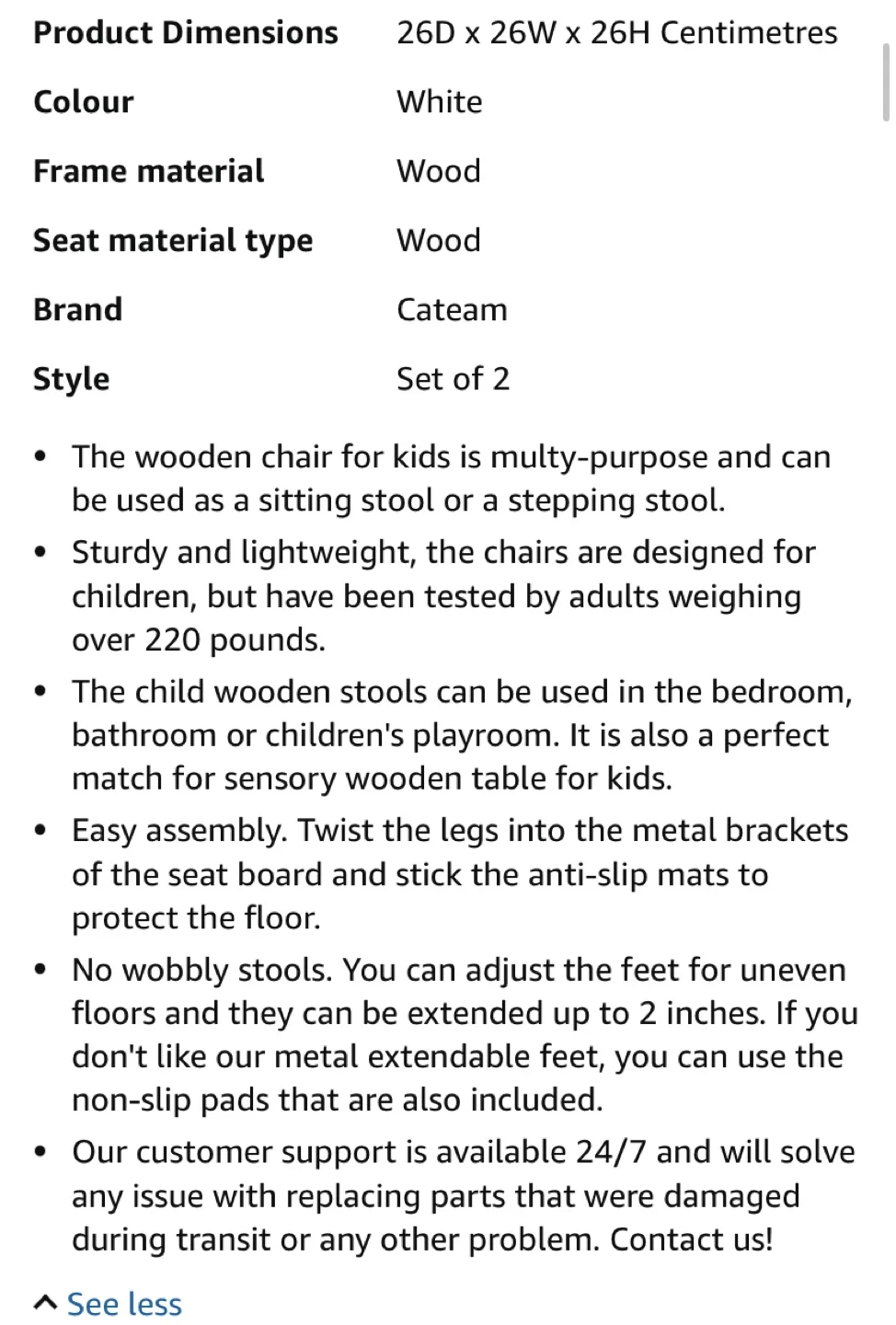 Set of 2 Kids Wooden Stools - White Top, Natural Legs image indicator(8)