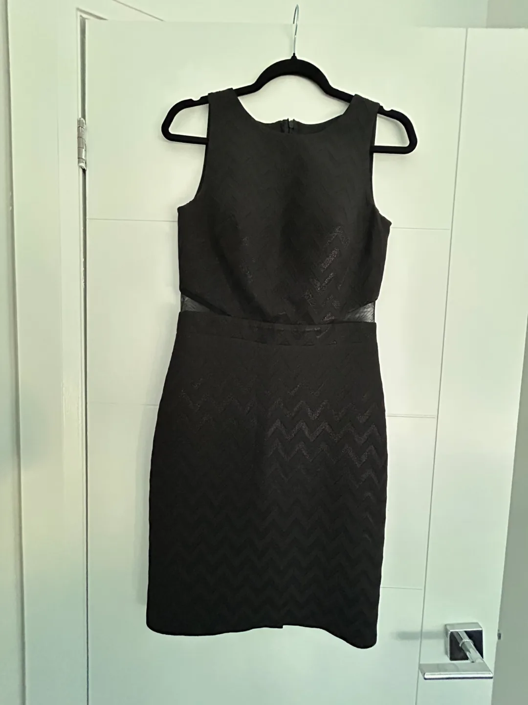 Black Chevron Mini Dress with Cutouts thumbnail