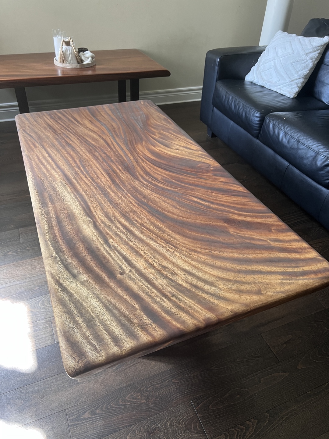 Live Edge Coffee Table with Black Metal Legs