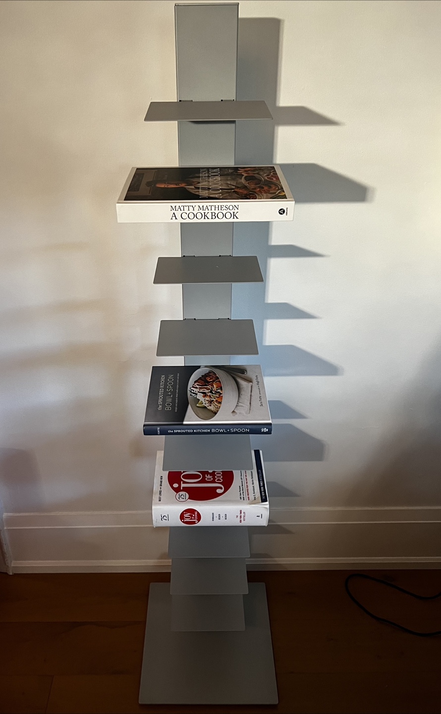 Modern minimalist grey metal bookshelf