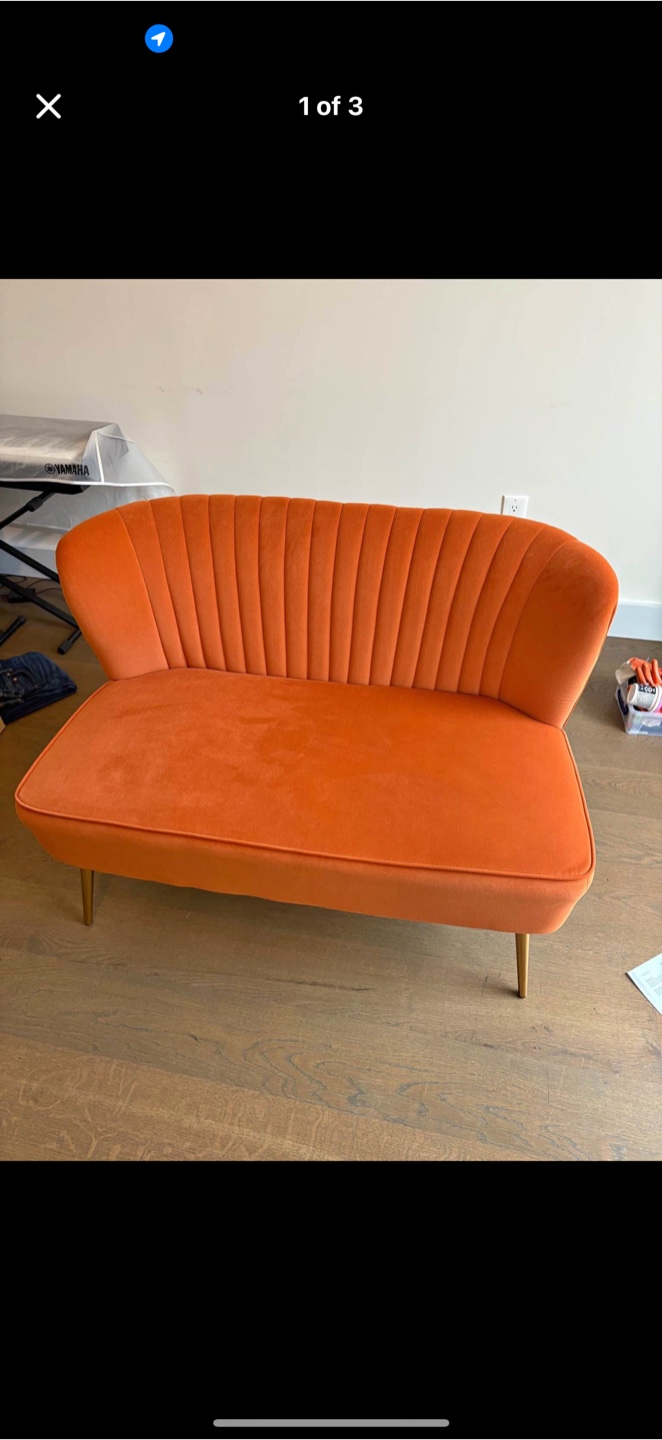 Burnt Orange Velvet Settee - photo 2