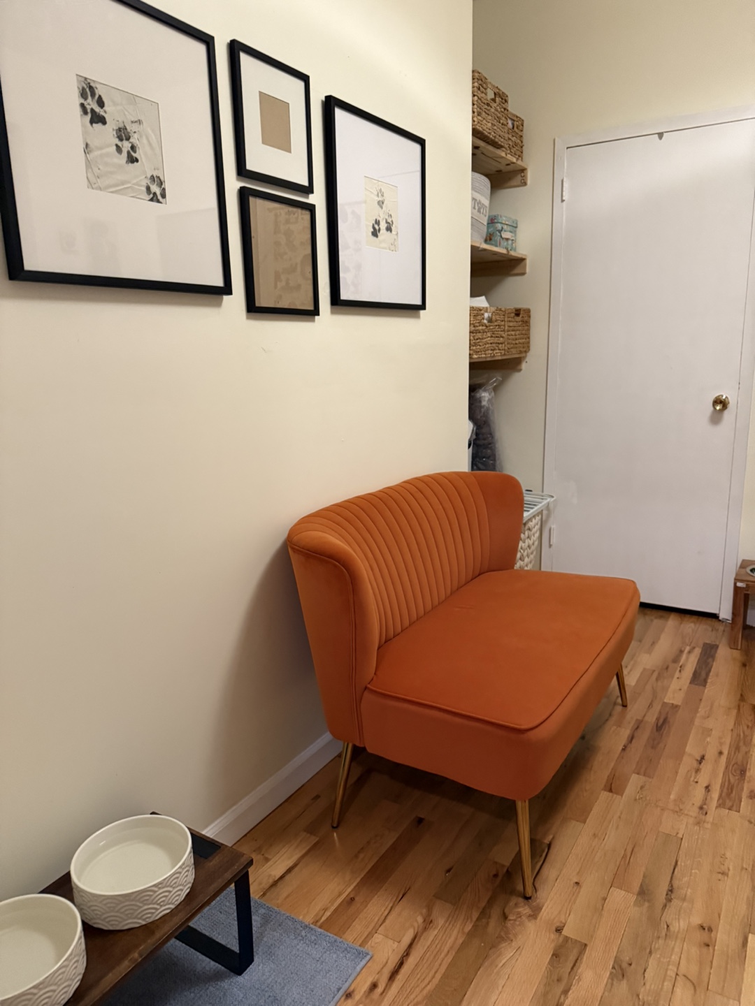 Burnt Orange Velvet Settee