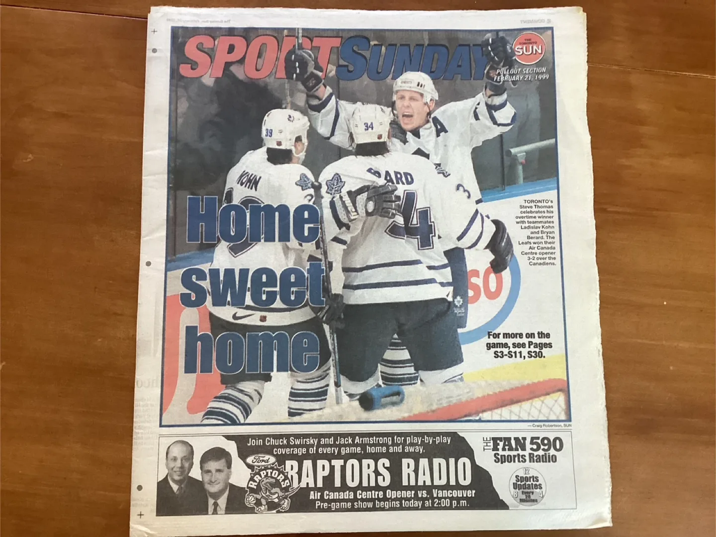 Toronto Sun Feb 21-1999 Newspaper LEAFS HOME OPENER @ The ACC thumbnail